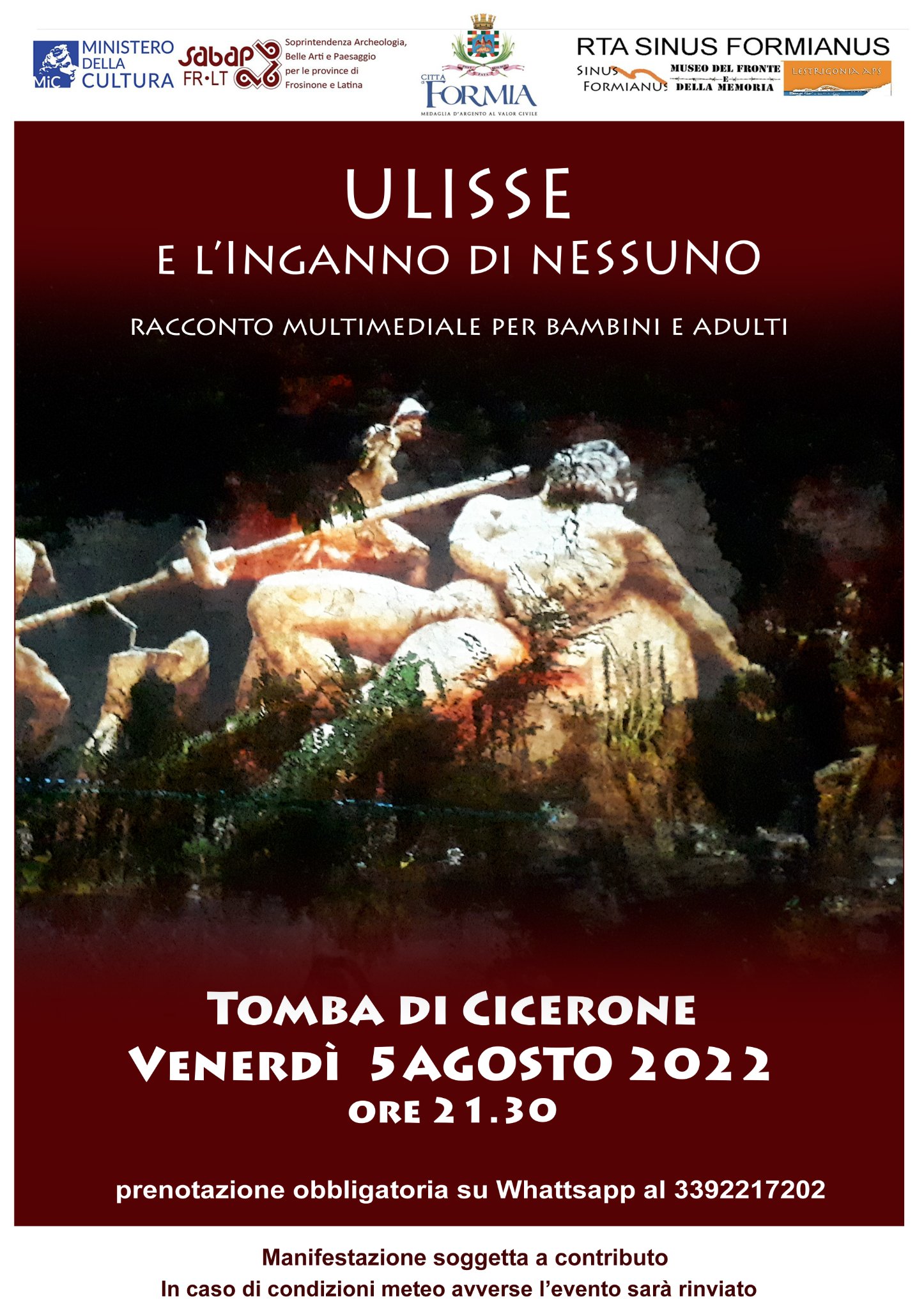 Ulisse e l'Inganno di Nessuno, racconto multimediale per bambini e adulti  alla Tomba di Cicerone