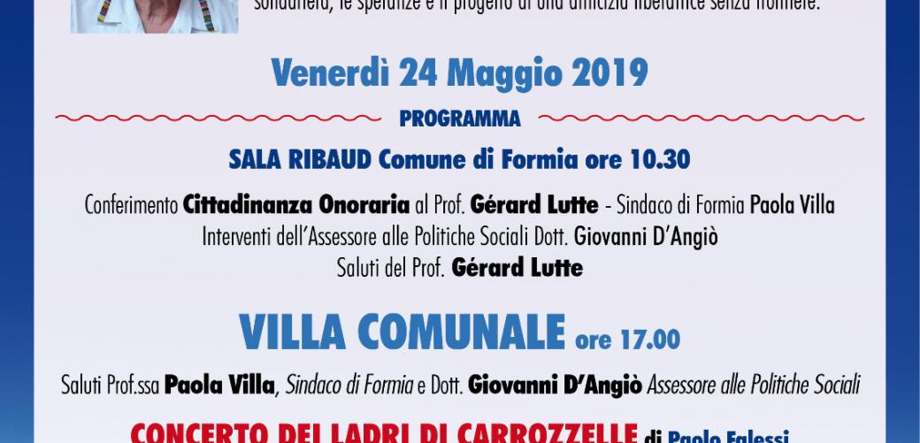 Venerdì 24 maggio il Comune di Formia conferirà la cittadinanza onoraria al Prof. Gerard Lutte