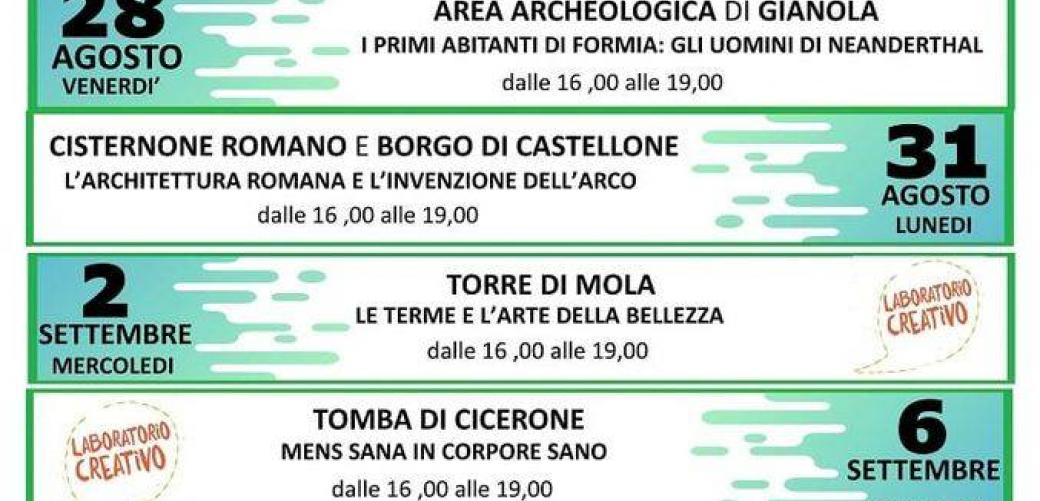 Partono gli Archeo Camp, sei appuntamenti gratuiti per ragazzi dai 9 ai 14 anni e le loro famiglie nei siti archeologici della Città di Formia