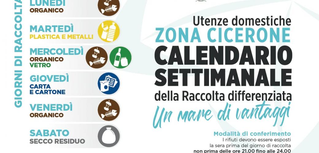 Utenze domestiche calendario settimanale Zona Cicerone